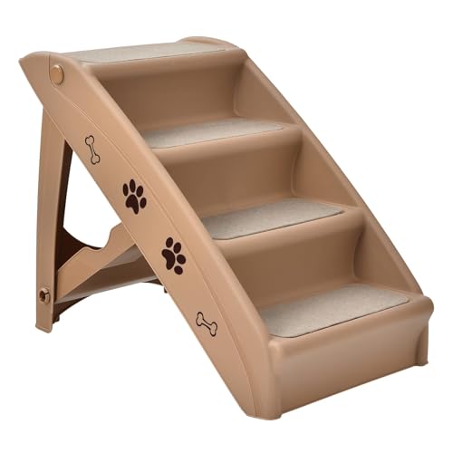 Katzentreppe Costway 4-Stufig mit Teppichboden für Haustiere