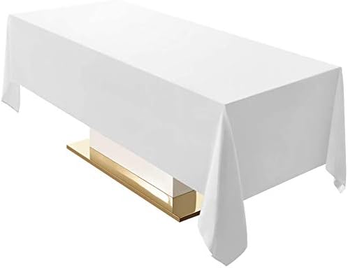 Surmente 60 x 120 Tablecloth Polyester Rectangle Table Cloth for Kitchen Dinning Party Wedding Rectangular Tabletop Buffet Decoration (White)