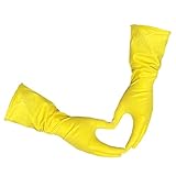 Gloves Legend Size Large - 12" Yellow Latex Household Kitchen Cleaning Dishwashing Reuseable Gloves