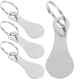 ANDRESLAD 4 Stück Edelstahl Einkaufswagen Chips Schlüsselanhänger mit Münzschlitz für Supermarkt Einkaufswagen Robust und Vielseitig Befestigbar