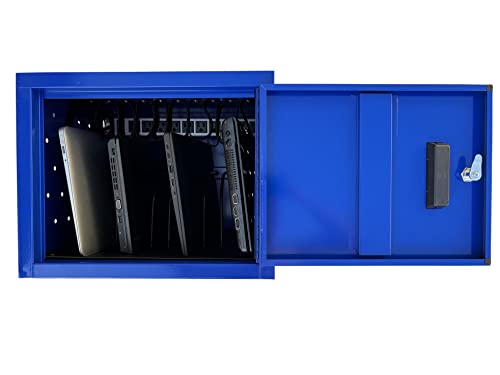 Workington 10-Device Wall Mounted Portable School Charging Cart Station With Velcro Cable Ties For Chromebook, Tablet And Laptop Computer With Power Strip Included 1002 Blue #TOP4