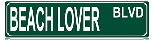 Beach Lover Funny Metal Signs Vintage Sign Retro Tin Signs Aluminum Metal Sign for Bedroom Kitchen Garden Wall Club Coffee Hanging Sign Home Decor 4x16 Inch