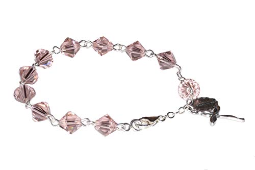 Womens Rosary Bracelet Made With Vintage Rose Pink Austrian Crystals - Confirmation, Rcia, Christmas, Easter, More #TOP27