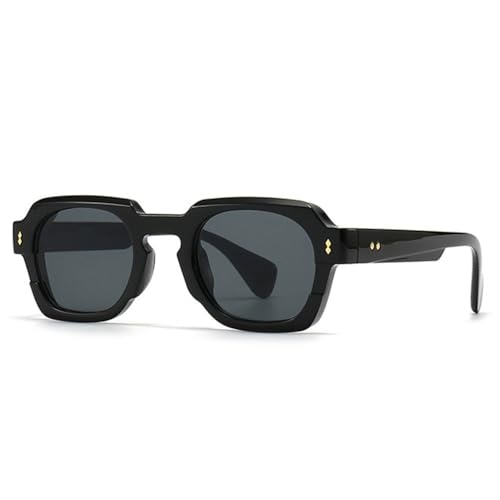 Lunettes de soleil carrées vintage punk noir gris pour homme et femme