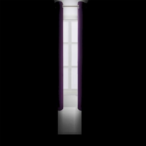 Image of LEMOMO Blackout Curtains 66 x 54 Inch Long Purple Curtains Set of 2 Panels Room Darkening Curtains for Bedroom and Living Room