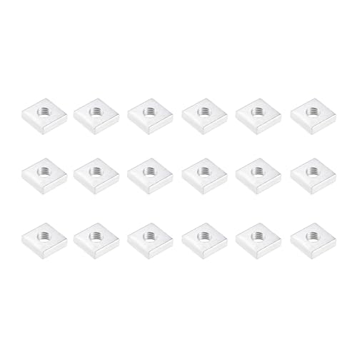 METALLIXITY Square Nuts (M6x13x4mm) 25Pcs, Carbon Steel Hardware Nuts - for Furniture Construction Mechanical Equipment Fasteners, Silver Tone