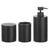 mDesign 3-teiliges Badezimmer-Zubehör aus Kunstharz – Seifenspender, Becher und Kanisterhalter...