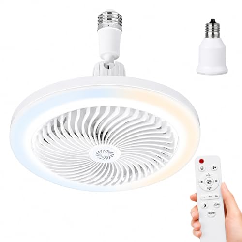 シーリングファンライト LED 照明 【E17→E26 変換アダプター付属/E26ソケット直付け対応】led扇風機 取付簡単 100W形相当 2000lm リモコン付き 無段階調光調色 3段階風量調節 角度調整 省エネ 空気循環 ~6畳対応 トイレ/洗面所/玄関/クローゼット/廊下 PSE認証 Φ250mm