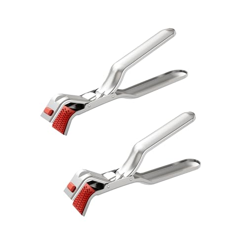 Anti-Scald Bowl Clip For Kitchen, 2 Pack Stainless Steel Hot Bowl Dish Plate Gripper Clips Tongs Clamp Holder for Moving Hot Plate Bowls Pizza Pan with Food Out from Microwave Oven Air Fryer