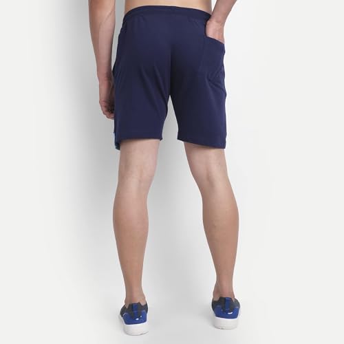 Image of AM SWAN Mens Premium Cotton Colourblocked Printed Stylish Comfort Knee Length Shorts