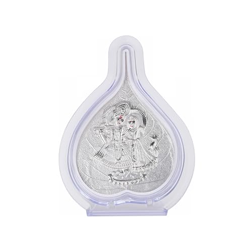 Image of 999 Pure Silver Radhakrishna Paan Stand | Pooja Pan for Home Temple, Office & Hall Decor | Luxury Spiritual & Corporate Gift | Tabletop 4.25 inch x 3 inch inch