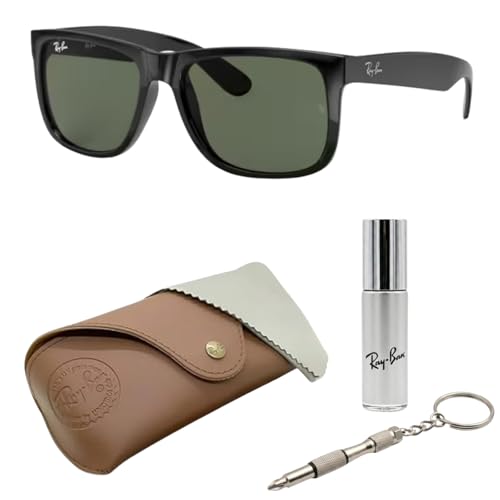 Image of Ray-Ban RB4165F JUSTIN CLASSIC LOW BRIDGE FIT Square Shape Sunglasses for Men with Official RayBan Eyewear Kit