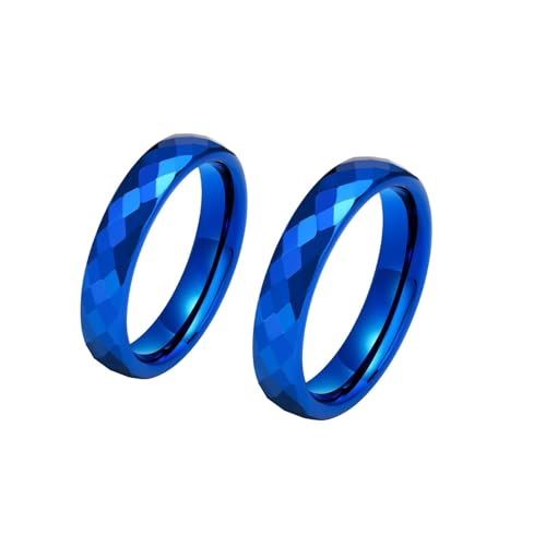 Bague personnalisable femme et homme bague de promesse couple tungstène bleu ronde