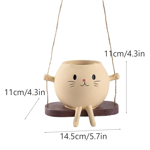 Pot de fleurs visage bascule mignon chat balançoire résine intérieur