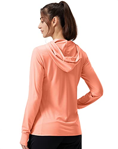 Soothfeel Women's Upf 50+ Sun Protection Hoodie Jacket Lightweight Long Sleeve Sun Shirt For Women With Pocket Hiking Outdoor Light Orange L #TOP1