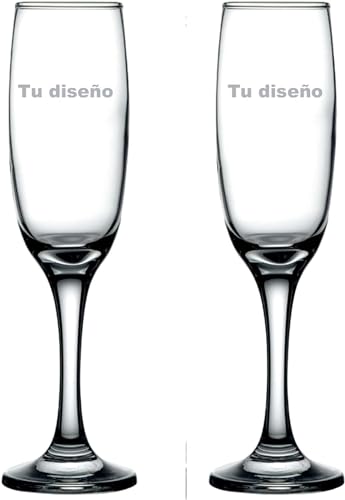 Cocholate - Pack de dos copas de cava personalizadas - Copas champan personalizadas para novios - Cristal 21cl - Regalo de Boda, Celebraciones, Bodas de Oro o Bodas de Plata (Tu logo, 1)