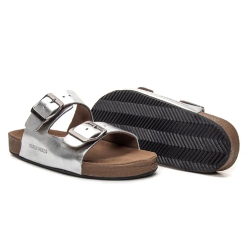 Sandalia Birken Feminina Papete Couro Resistente Prata (Prata, BR, Adulto, Numérico, 37)