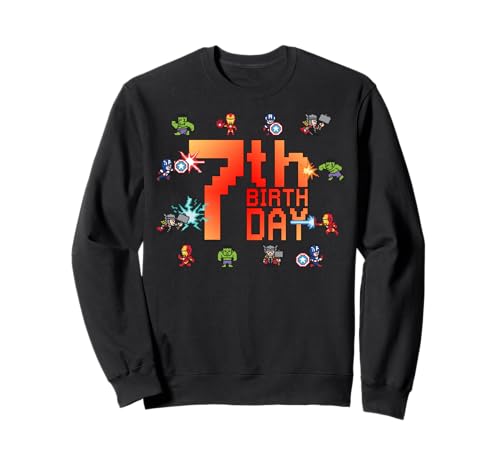 Sweat Avengers 7 ans style 8-bit pour enfant fan de Marvel