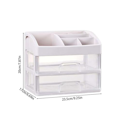 Makeup Organizer for Vanity, 2024 New 1 Tiers Drawers Countertop Storage Box, Cosmetics Organizer, 𝐒𝐤𝐢𝐧𝐜𝐚𝐫𝐞 Cosmetic Display Case Holder for Dresser, Bedroom, Bathroom (White)