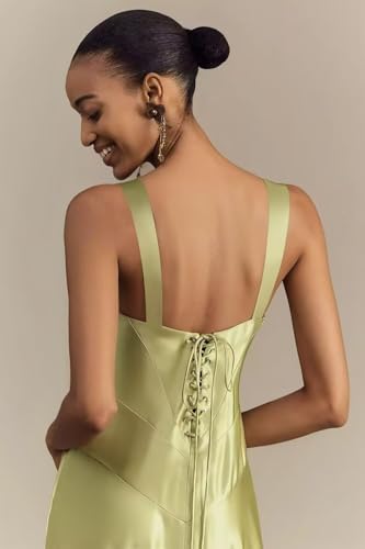 BOLENSYE Satin Bridesmaid Dresses Long for Women Square Neck A Line Silk Formal Evening Gowns4