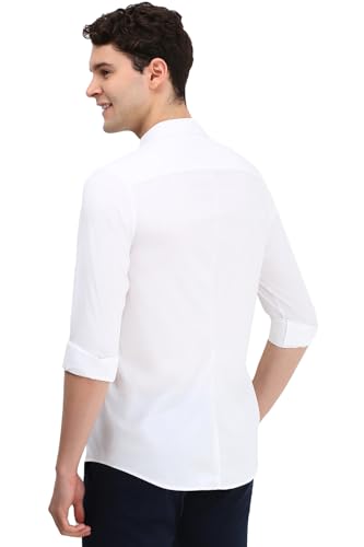 Image of Men White Slim Fit Solid Full Sleeves Casual Shirts