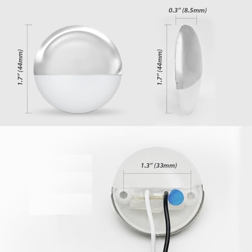 Dream lighting Marine Boat Lights RV Interior LED Courtesy Deck Lighting 1.7 inch Round Step Light 0.1 Watt Warm White Pack of 6 - Thumbnail 6