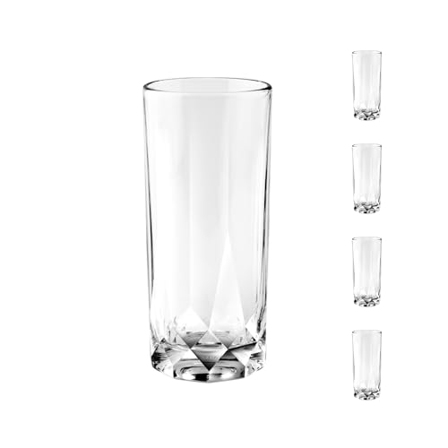Ocean by Anchor Hocking Cienna Long Drink Glasses (4-Pieces), 14.5-ounce, dishwasher Safe
