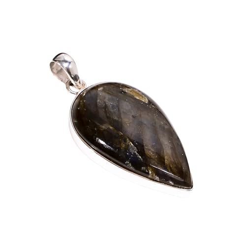Pendentif labradorite en argent 925 pour femme avec poire cabochon
