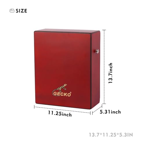 GECKO Travel Cajon,Box Drums with Internal Guitar Strings,Birch Playing Surface,Portable Percussion Instrument with Strap and Bag