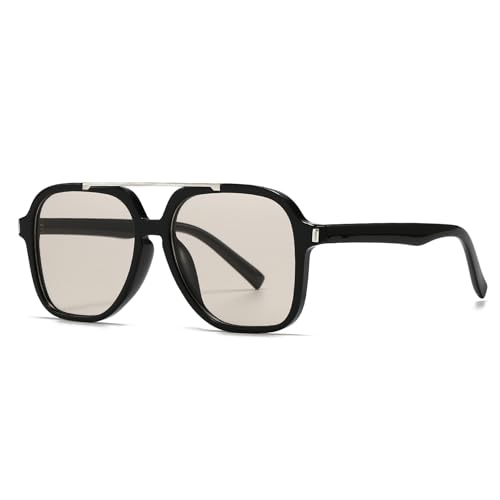 YAMEIZE Retro Sunglasses for Women Men Glasses Vintage Shades UV400 Protection Outdoor (Black Light Brown)
