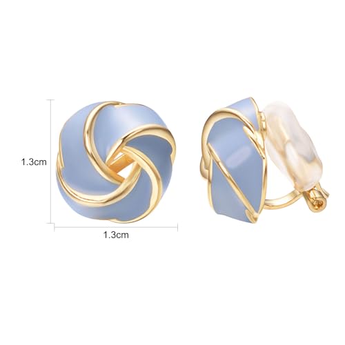 Yoursfs Knot Multicolor Clip on Earrings For Women Silver and gold Plated Large Non Pierced Floral Earrings2