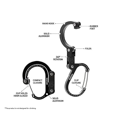 GEAR AID HEROCLIP (Small) Carabiner Gear Clip and Hook, for Hanging Bags, Purses, Lanterns, Strollers, Tools, Helmets, Water Bottles, and More