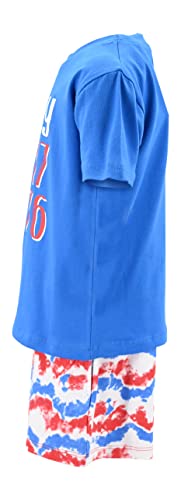 Image of Boys 2pc Shorts Set Outfit Short Sleeve Shirt with Classic Applique Print and Shorts