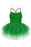 Zaclotre Ballet Leotards for Toddler Girls 4 Layers Cross Back Dance Dress Camisole Tutu Costume Green
