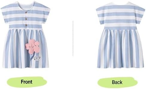 Winzik Girls Dress, Toddler Summer Short Sleeve Cotton Casual Dresses Clothes 18M-7Y(5-6 Years, Stripe Floral) — view 5