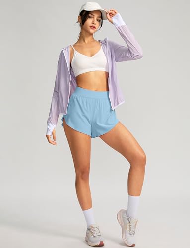 Soothfeel Feminino Shorts De Corrida Atléticos Cintura Alta Dolphin Com Fenda E Secagem Rápida Para