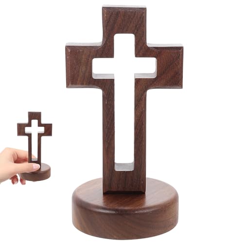Cruz cristiana de madera para altar en la mesa del hogar Veemoon