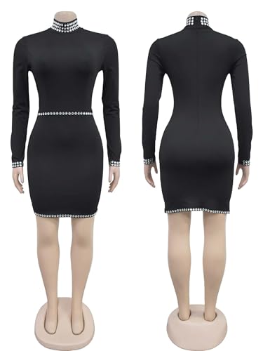 Image of Figdaw Sparkling Rhinestone Bodycon Dress for Women Special Occasions,Night Out