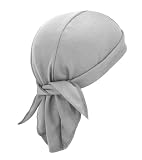 Sweat Wicking Do Rags Skull Caps, Cooling Hip Hop Hat, Beanie Durag Motorcycle Head Wrap Doo Rag Liner for Men Women (Grey)