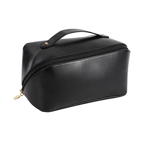 papasgix Trousse de Maquillage Voyage Sac Cosmétique Organisateur de Trousse de Toilette Grande Capacité Sac Maquillage Trousses à Maquillage Multicouche Sac à Crayons pour Femmes Filles(Noir) Cover