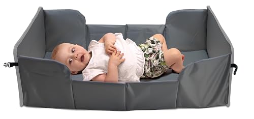 Dooky Portable Pop-Up Baby Travel Cot/ Crib, Lightweight, Compact, Includes 1 cm Thick Mattress (38 x 73 x 1 cm), Folded out 41 x 75 cm, Folded 41 x 26 cm, Suitable upto 6 Months Age, Grey Melange