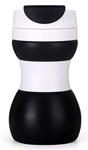 Tufcup Portable Spittoon Bottle for Chewing Tobacco - Reusable Spit Dipping Cup with Lid - Collapsible, Spill Resistant, Leak Proof Travel Spitter - Silicone Body - Fits Most Cup Holders, 17 Oz, Black