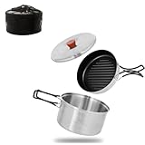 Forest Dawn クッカーセット キャンプ 調理器具 キャンプ用品 一人旅用 アウトドア 超軽量 鍋 こびりつかないフライパン 折りたたみ可能 多機能炊事用具 ih対応 清潔簡単に調理 キャンプ/登山に便利/防災にぴったり 収納袋付 1-2人用 初心者にも経験者にもぴったり ステンレス鋼 食器セット