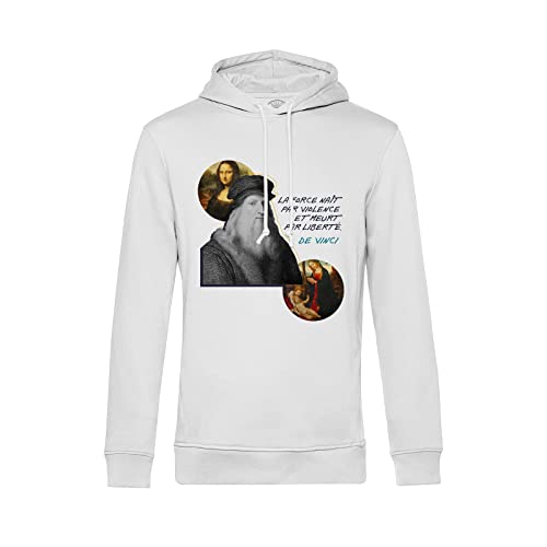 Sweat à capuche avec peinture De Vinci pour un look streetwear et culturel en terrasse de café