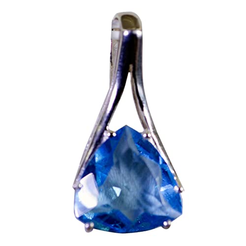 Pendentif en argent topaze bleue trillion réglage griffes bijoux personnalisés filles