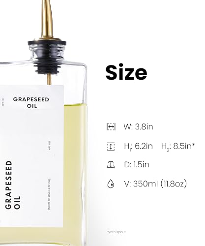 APT 1101 Olive Oil Dispenser for Kitchen, Cooking Oil and Vinegar Dispenser Set, Olive Oil Bottle, Soy sauce dispenser, coffee syrup bottles with stainless steel pourers - 4 pcs, Gold