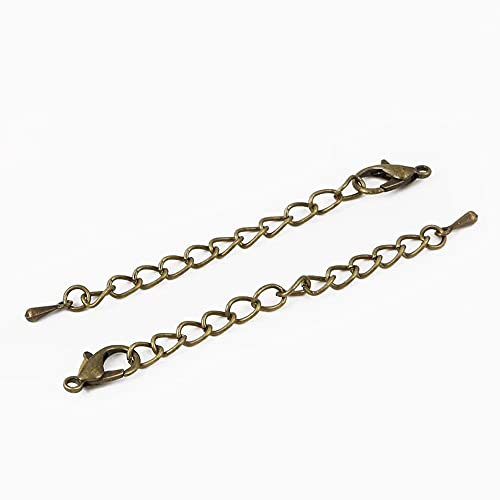 20 PCS Metal Chain Extension Tails with Lobster Clasps Drop Charms Tail Extender Chain Necklace Extender Chain Endings Ends Connectors Tail Chainsfor DIY Jewelry Making, 5cm, Antique Bronze
