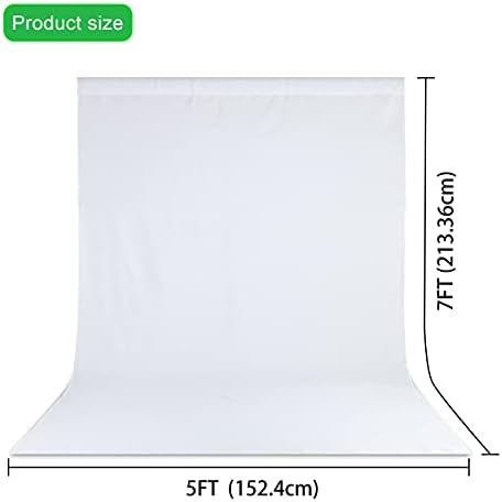 Zdada White Backdrop Screen Background - 5x7ft White Collapsible Background with 3 Spring Clamps for Backgrounds Stand, Photography Shooting (Backdrop Only)