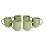 Amazon Basics Mugs en Grès Émaillé, Lot de 6 Pièces, 47,3cl, Compatible...