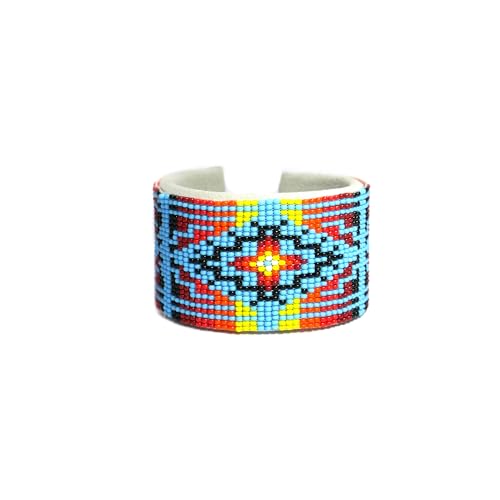 Handmade Beaded leather Cuff bracelet, Bohemian bracelet, women's bracelet, native bracelet, bangle, western, aztec bracelet,Adjustable